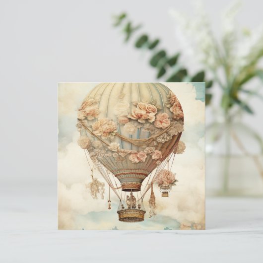  Steampunk Bloemen Blauwe Hete Luchtballon (2) (Staand voorkant)