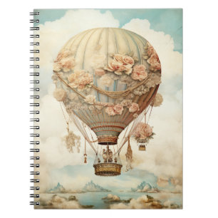 Steampunk Bloemen Blauwe Hete Luchtballon (2) Notitieboek
