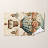Steampunk Bloemen Blauwe Hete Luchtballon Bad Handdoek (Handdoek)