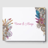 Steampunk, Bloemen en Veren Bruiloft Gastenboek (Achterkant)