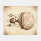 Steampunk Bloemen Hete Luchtballon Fleece Deken (Voorkant (Horizontaal))