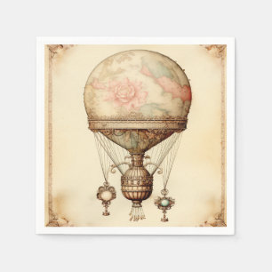 Steampunk Bloemen Hete Luchtballon Servet