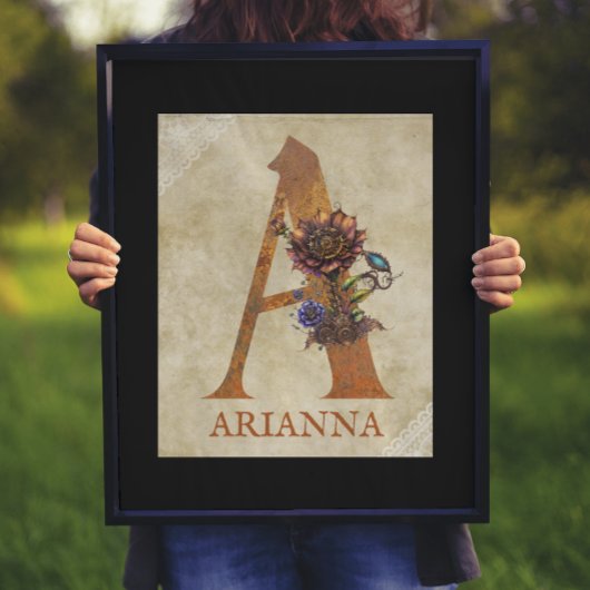 Steampunk Bloemen letter A Poster