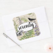 Steampunk Bloemen Zwarte Vogel Schuur Hout Graan Vierkante Sticker (Envelop)