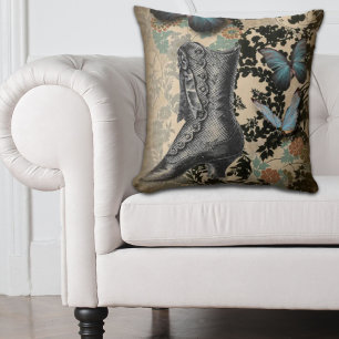 steampunk bloemenvlinder  Victoriaans schoen Kussen