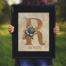 Steampunk Bloemletter R