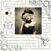 Steampunk Blondine Lady in Zwart Decoupage Tissuepapier