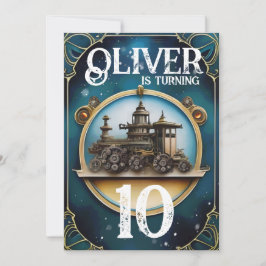 Steampunk Blue Copper verjaardagsfeestje Kaart
