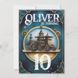 Steampunk Blue Copper verjaardagsfeestje Kaart