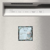 Steampunk Blue Floral Wedding Save the Date Magnet Magneet (Insitu (Vaatwasser))