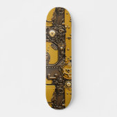 Steampunk Boek Industrieel Geel Skateboard (Voorkant)