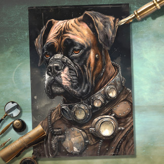 Steampunk Boxer Dog 2 Decoupage papier