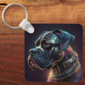 Steampunk Boxer Dog Sleutelhanger (Voorkant)