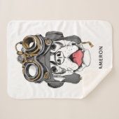 Steampunk Boxer | Jouw namen toevoegen Sherpa Deken (Voorkant (horizontaal))