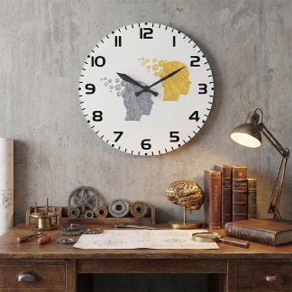 Steampunk Brain Power Cogwheel Heads Grote Klok