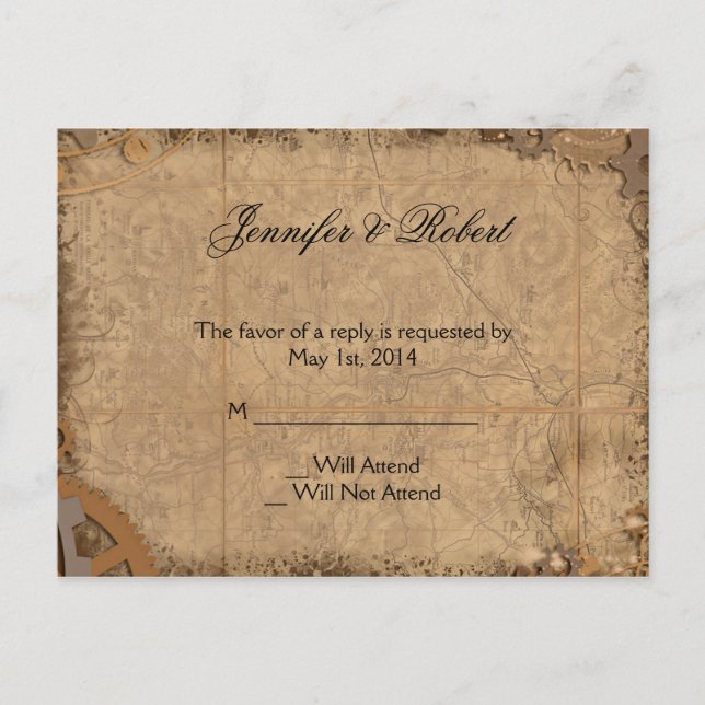  Steampunk Bride RSVP Briefkaart (Voorkant)