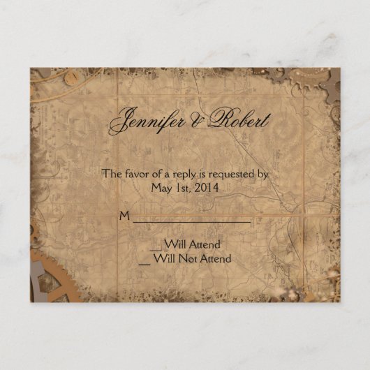 Steampunk Bride RSVP Briefkaart (Voorkant)
