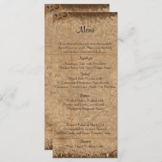 Steampunk Bride Wedding Menu (Voorkant / Achterkant)