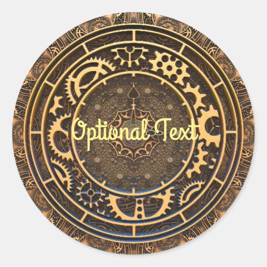 Steampunk Bronze Gears Filigree Ronde Sticker (Voorkant)