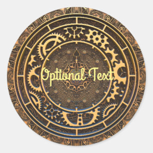 Steampunk Bronze Gears Filigree Ronde Sticker
