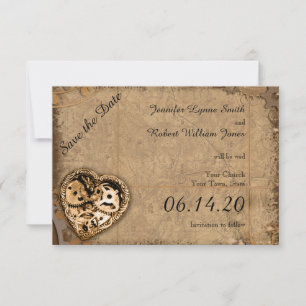  Steampunk Bruid Bruiloft Save the Date