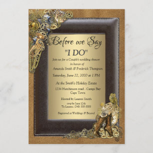 Steampunk bruiloft op suède bruiloft douche kaart