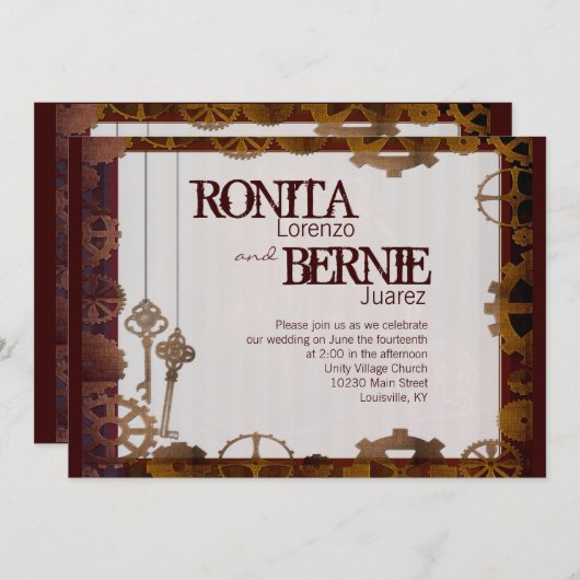 Steampunk bruiloft sjabloon kaart (Voorkant / Achterkant)
