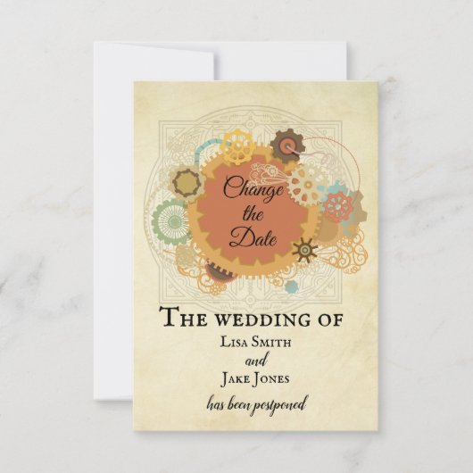 Steampunk bruiloft wijzigingsdatum Industriële Kaart (Voorkant)