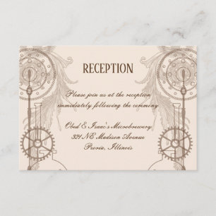 Steampunk bruiloftsreceptie kaart