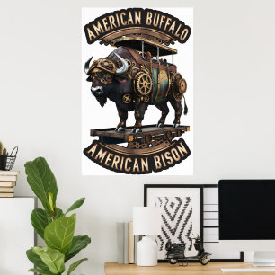 Steampunk Buffalo Poster