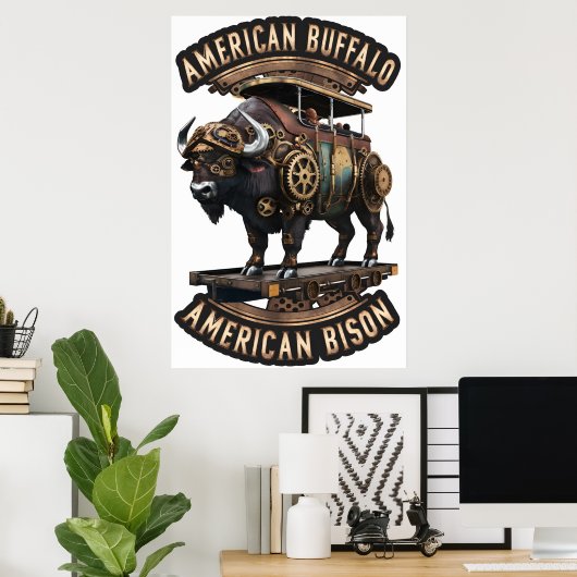 Steampunk Buffalo Poster (Thuiskantoor)
