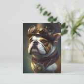 Steampunk Bulldog Briefkaart (Staand voorkant)
