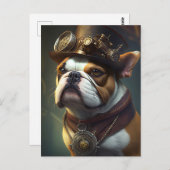 Steampunk Bulldog Briefkaart (Voorkant / Achterkant)