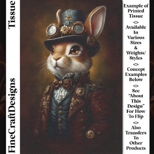 Steampunk Bunny Konijn Portret CR6 Decoupage Tissuepapier