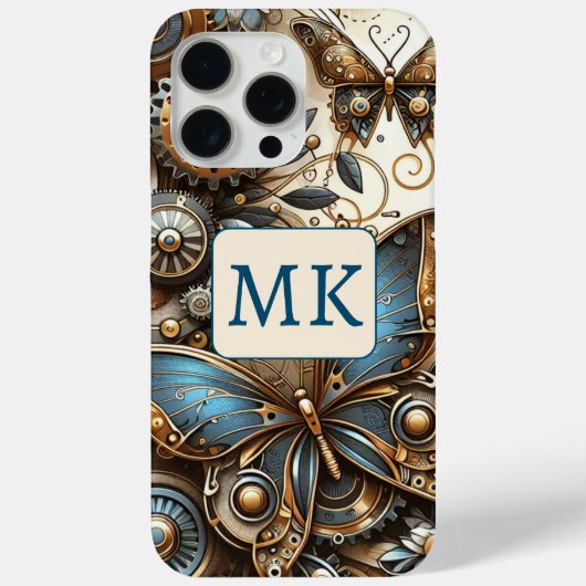 Steampunk Butterflies Monogrammed Case-Mate iPhone Case (Achterkant)