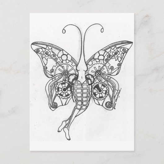 Steampunk Butterfly Briefkaart (Voorkant)