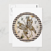 Steampunk Butterfly Round Briefkaart (Voorkant / Achterkant)
