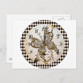 Steampunk Butterfly Round Briefkaart (Voorkant / Achterkant)