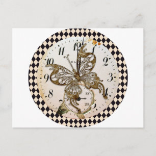 Steampunk Butterfly Round Briefkaart