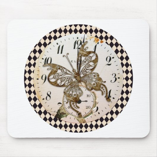Steampunk Butterfly Round Muismat (Voorkant)