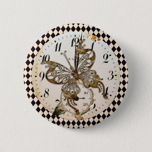 Steampunk Butterfly Round Ronde Button 5,7 Cm (Voorkant)