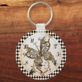 Steampunk Butterfly Round Sleutelhanger (Voorkant)