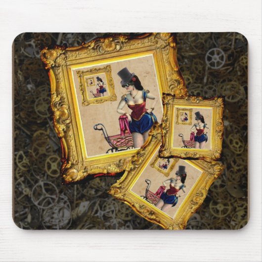 Steampunk-cadeautjes en -accessoires - dame, pram, muismat (Voorkant)