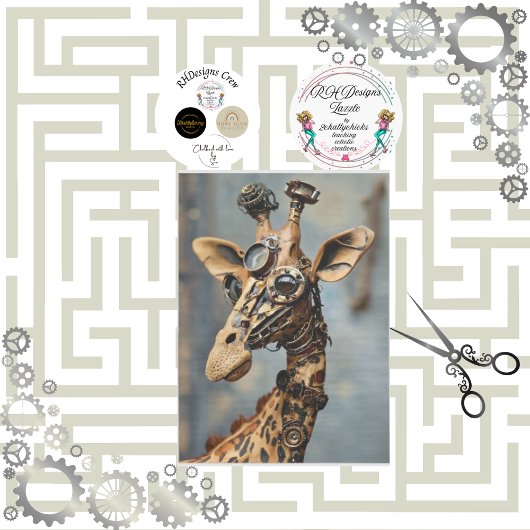 Steampunk camel geared decoupage tissuepapier