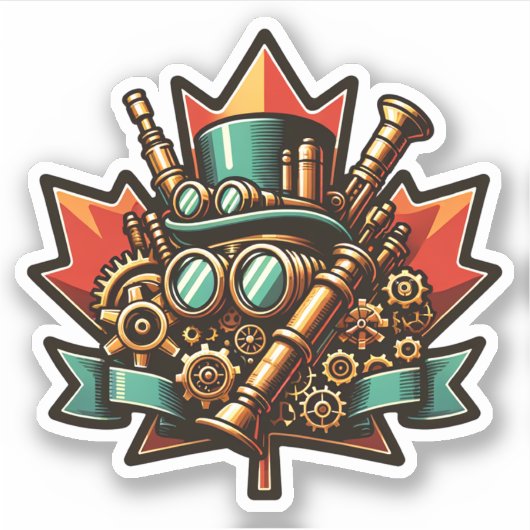 Steampunk Canada Dag Sticker (Voorkant)