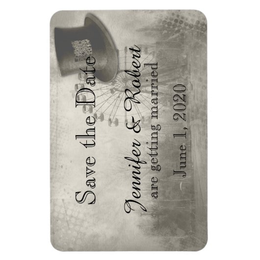 Steampunk Carnaval Top Hoed Bruiloft Save the Date Magneet (Verticaal)