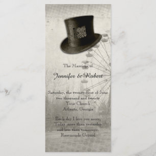 Steampunk Carnival Top Hat Wedding Programme
