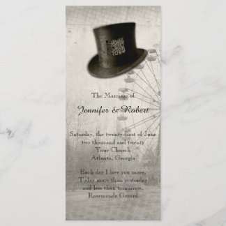 Steampunk Carnival Top Hat Wedding Programme