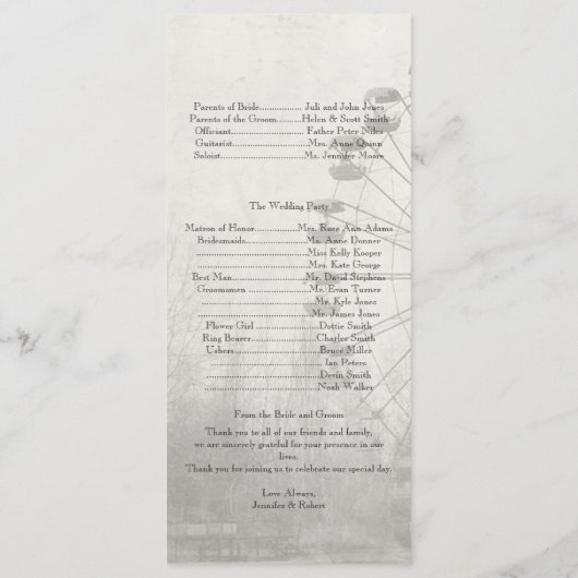 Steampunk Carnival Top Hat Wedding Programme (Dos)