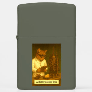 Steampunk Cat A Better Mouse Trap Zippo aansteker